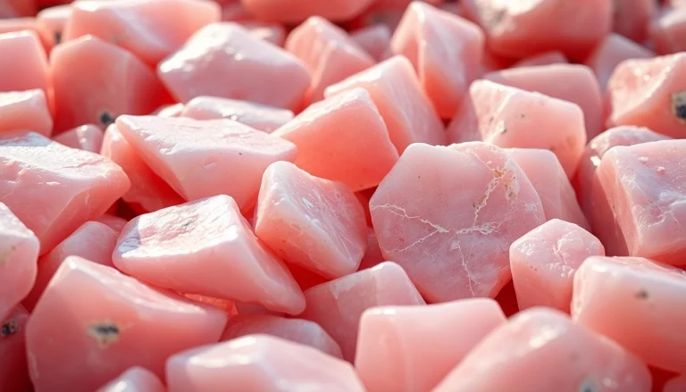 Rosenquarz Bedeutung zeigt schöne geschliffene Steine in zarten Rosa-Tönen, die für Liebe und Freundschaft stehen.