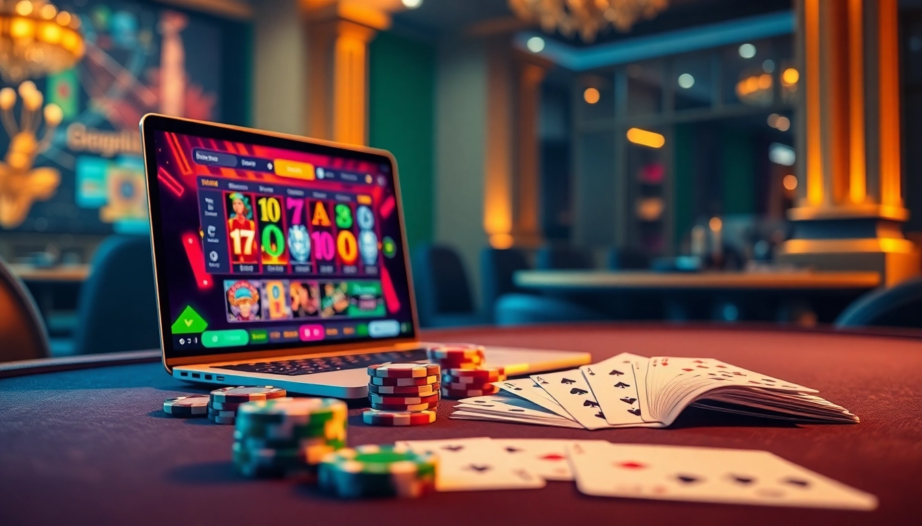 Experience the thrill of gaming with F8Bet as colorful poker chips and winning cards light up a luxurious online casino.