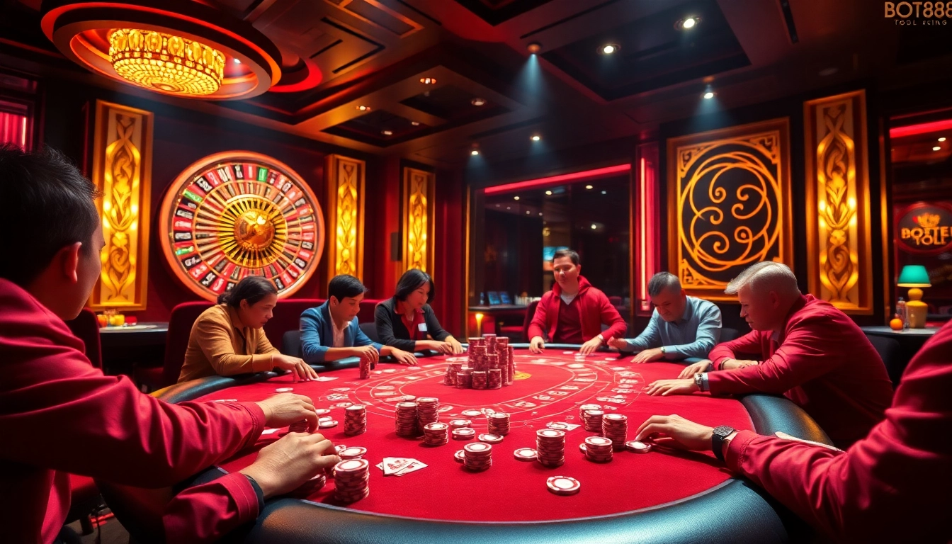 Experience the thrill at a poker table with the BOT88 TOOL, capturing high-stakes gambling excitement.