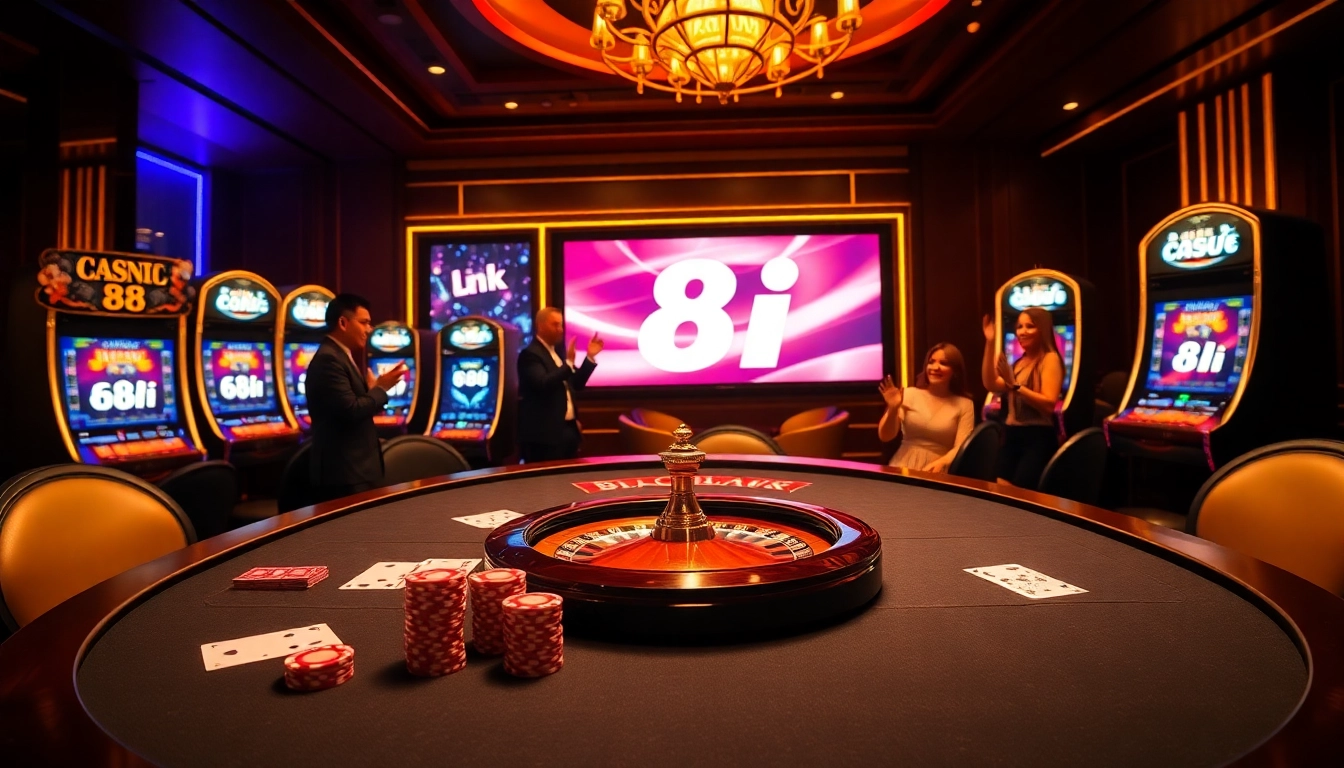 Experience the thrill of link 88i at a luxurious casino table with Blackjack action and vibrant gaming.