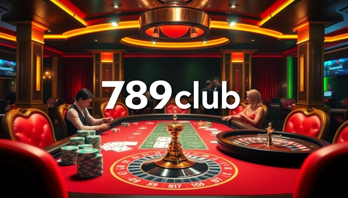 Players enjoy thrilling games at the 789club casino table with poker chips and cards.