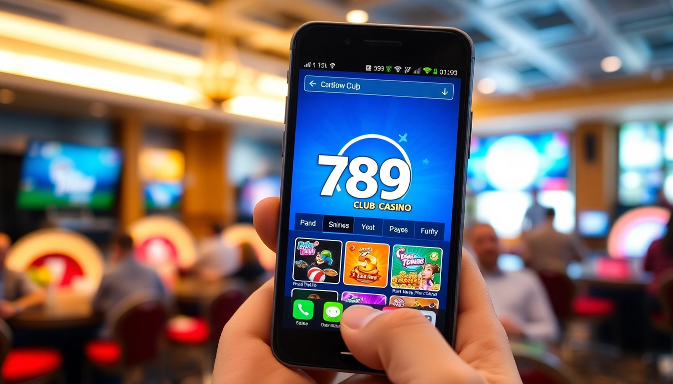 Exciting 789Club APK app interface displayed on a smartphone for a vibrant gaming experience.