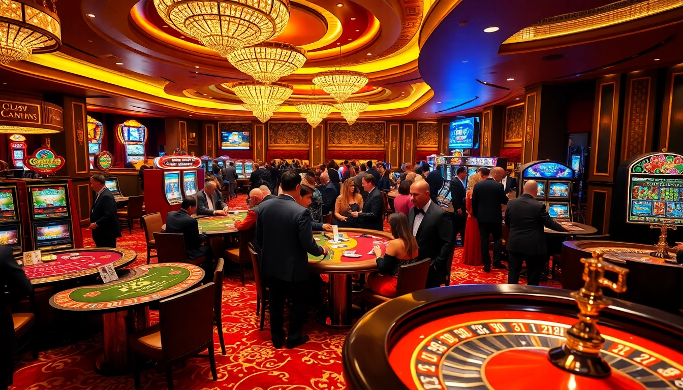 The vibrant casino gaming scene showcases players at tables, highlighting the excitement of https://gk88.city/ gaming.