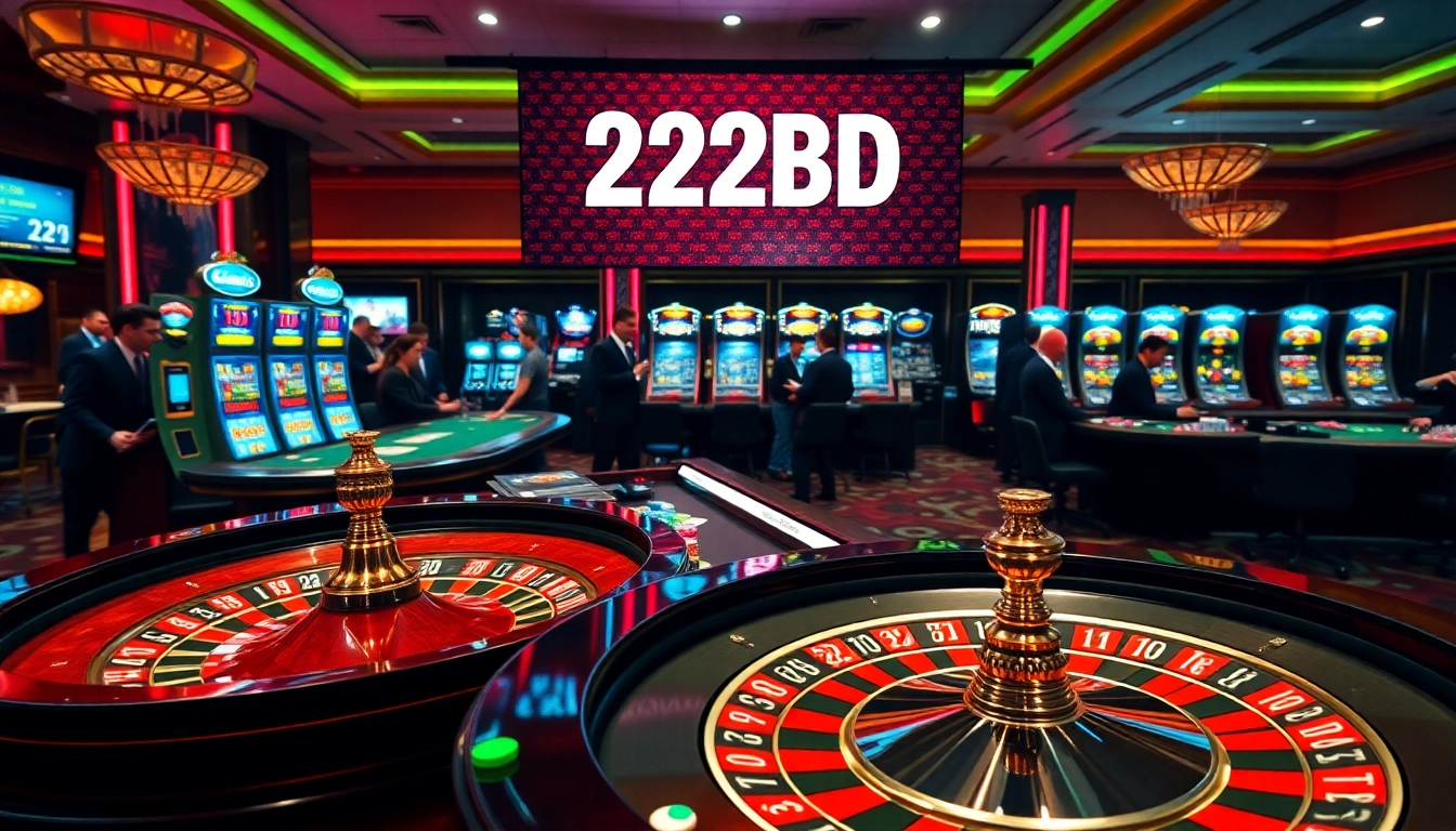Experience the excitement of 222BD casino games at luxurious tables and slot machines.
