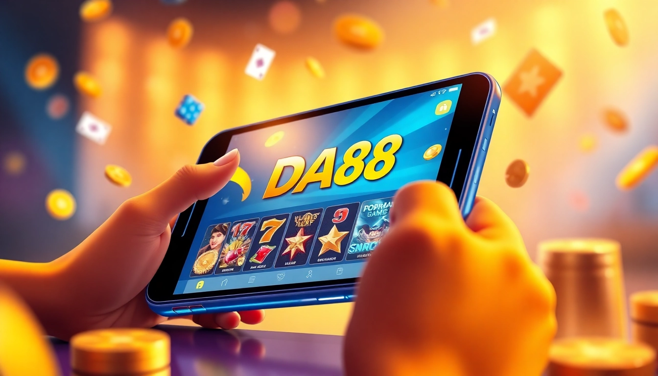 Tải App Da88: Interactive mobile interface showcasing vibrant gaming options in an exciting atmosphere.