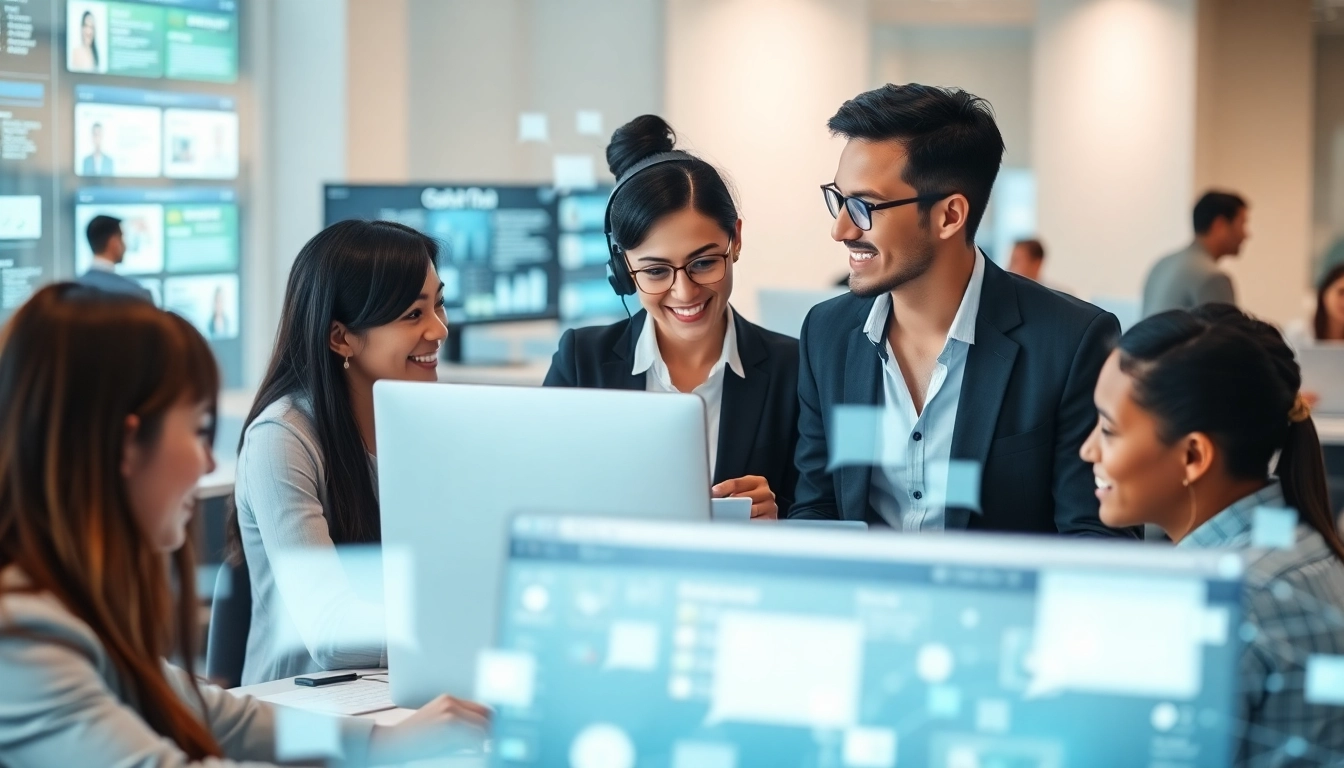 美洽官网创新客户服务平台实际运行的视觉呈现，展示多元化团队与前沿科技。