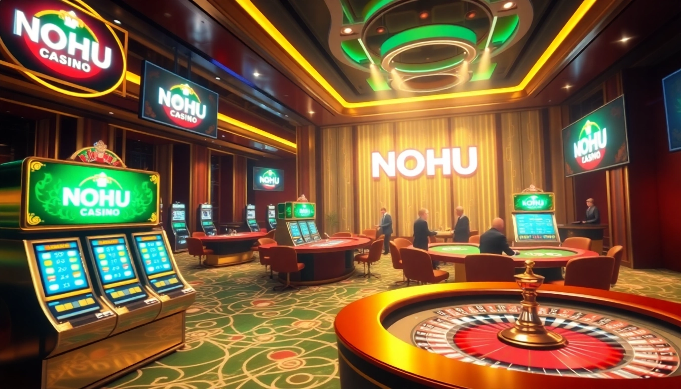 Engage in thrilling games at NOHU's luxurious online casino, featuring vibrant slot machines and exciting roulette.
