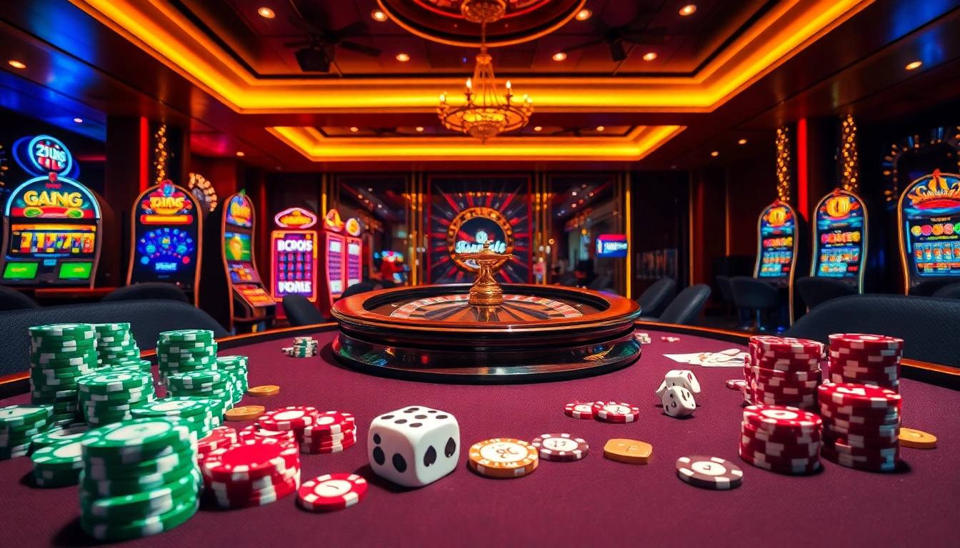 Trải nghiệm sự phấn khích của KO66 với những yếu tố sòng bạc sinh động như chip và máy đánh bạc.