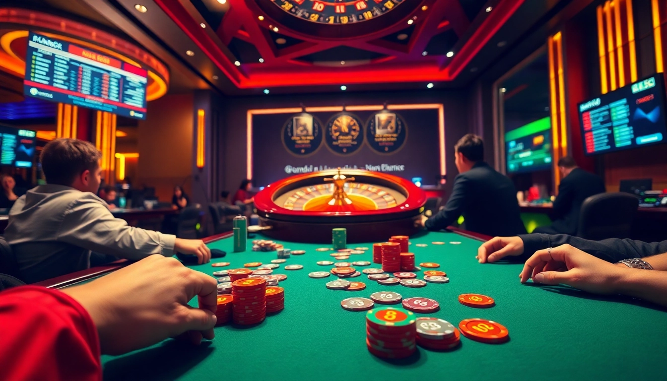 Experience the excitement of xin88 at a luxurious casino table with vibrant games and players.