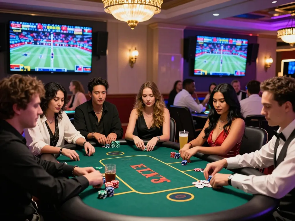 Exciting gambling scene with players engaged at the poker table showcasing bong99 online betting experience.