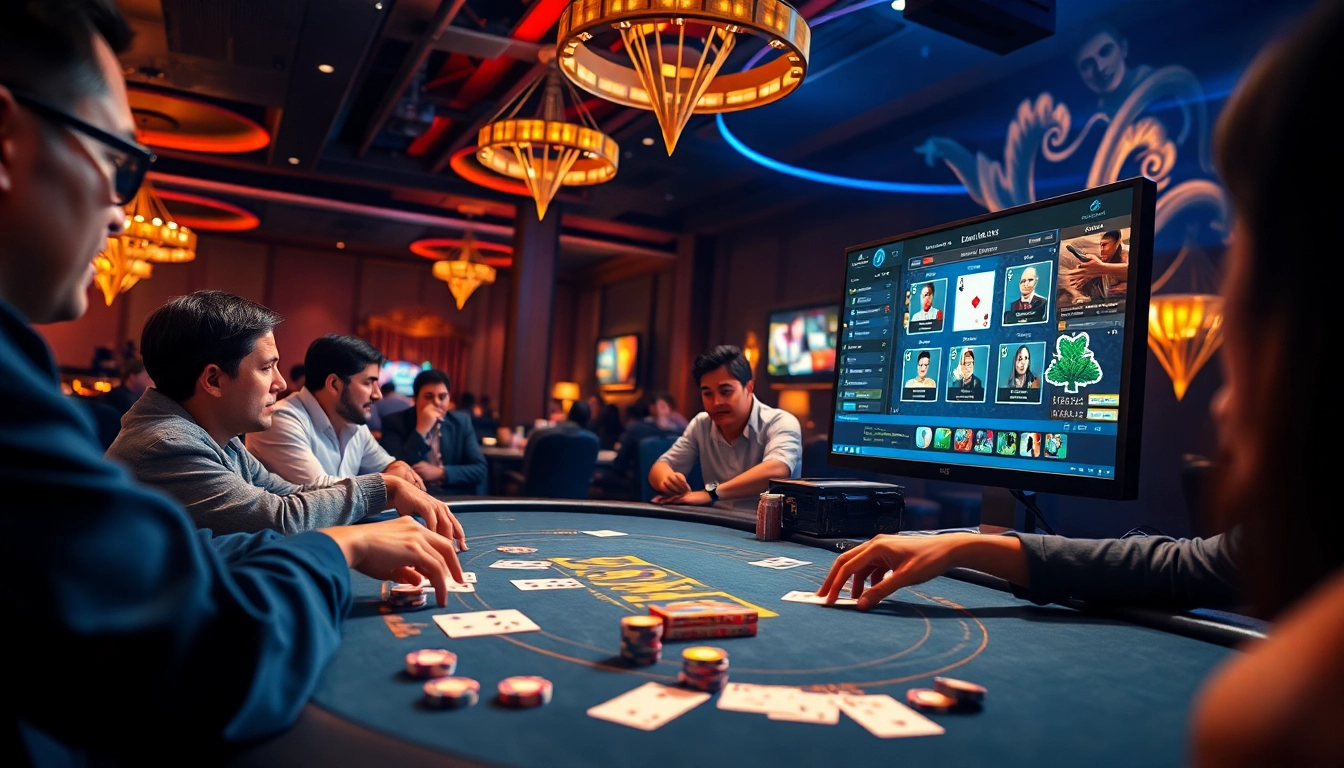 Exciting gaming scene featuring game bài đổi thưởng with vibrant players and dynamic gameplay.