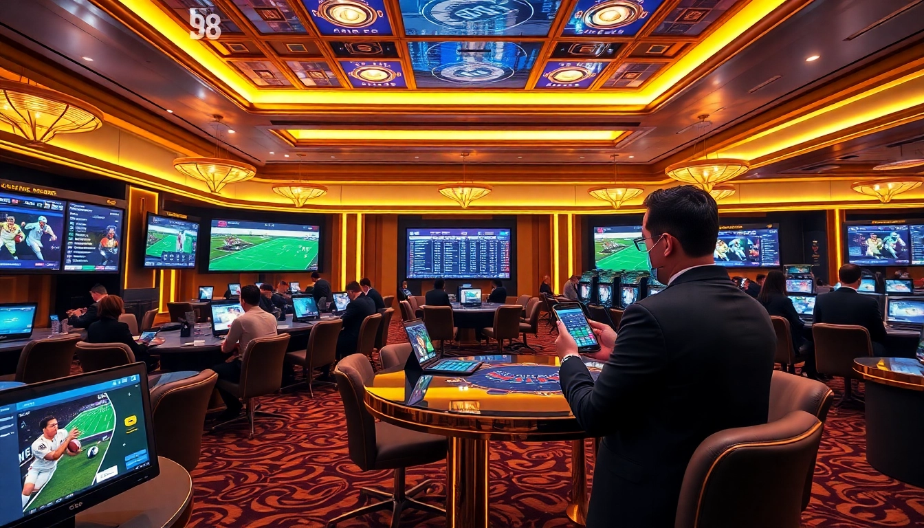 Catching the excitement of cá cược thể thao DR88 with gamblers placing strategic sports bets.