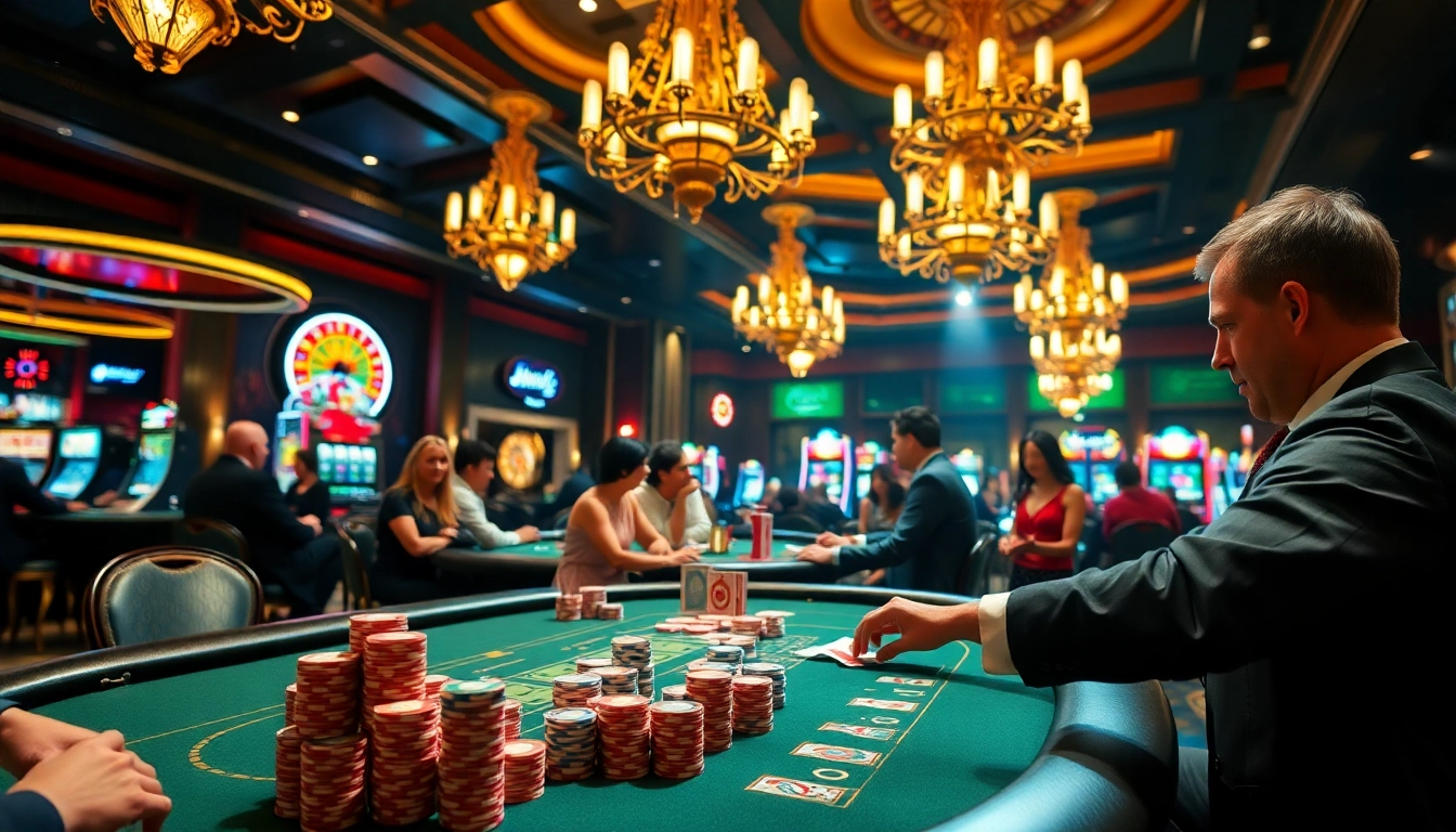 MMOO poker action with players at a vibrant casino table, showcasing excitement and high stakes.