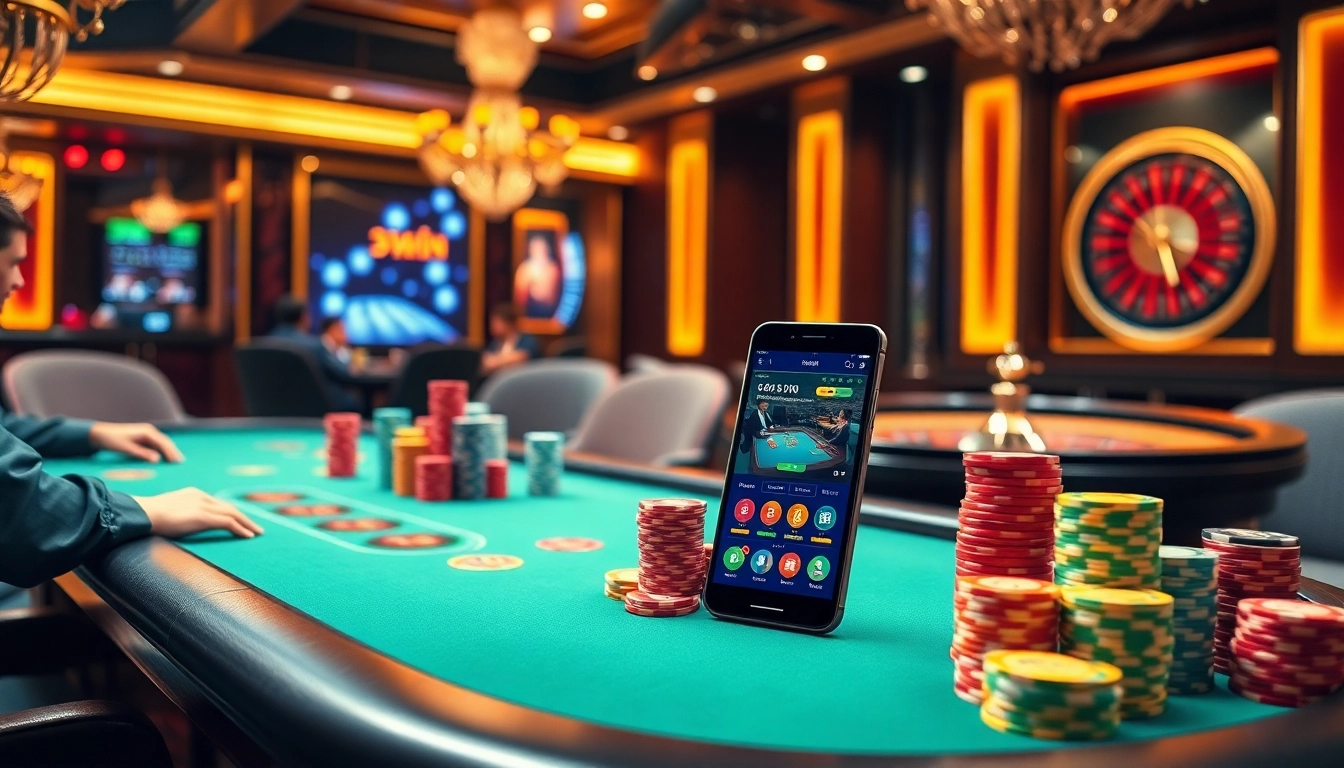 Experience excitement with the 3win app at a luxurious casino table setting.