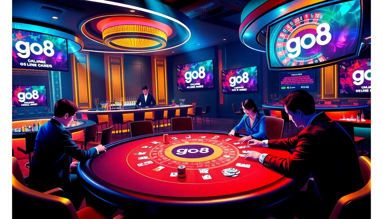 Go8 casino experience featuring immersive poker table action and luxurious decor.