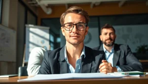 Headhunter Ingenieure im Gespräch mit einem Ingenieur, der seine Fähigkeiten präsentiert.