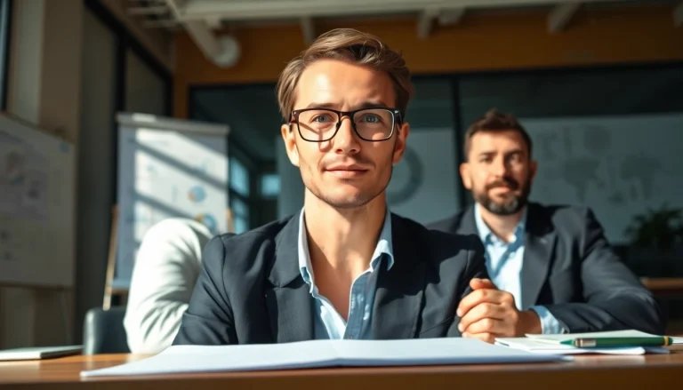 Headhunter Ingenieure im Gespräch mit einem Ingenieur, der seine Fähigkeiten präsentiert.