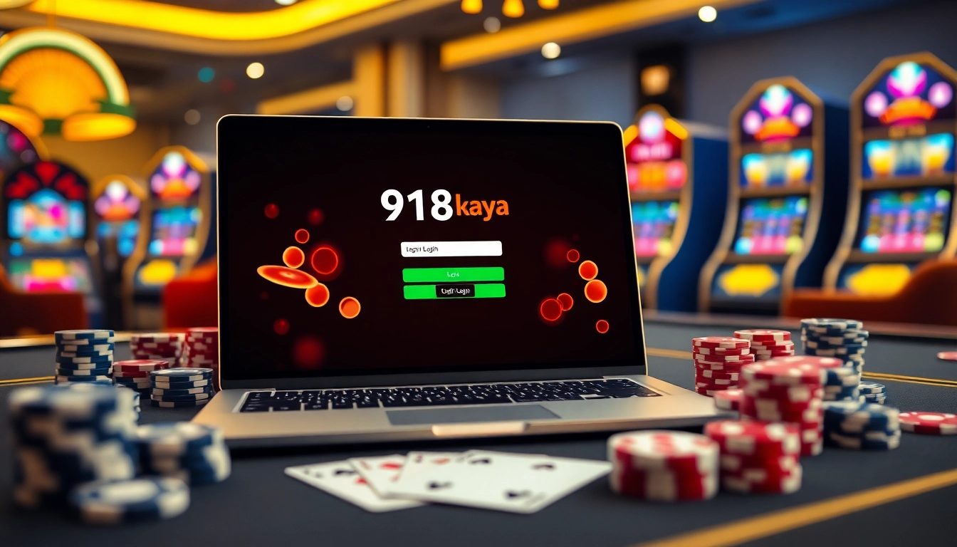 Engaging scene showcasing 918kaya Login with vibrant casino elements and luxurious ambiance.
