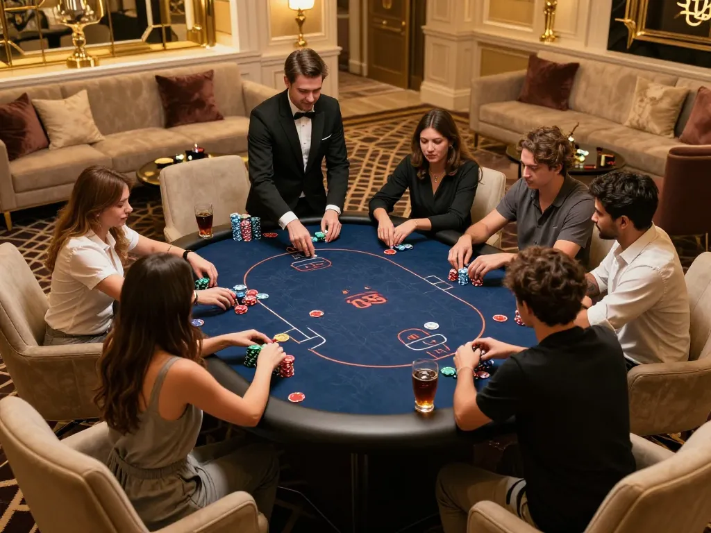Engaged players at a VIP table, experiencing an exciting poker game at RR88.