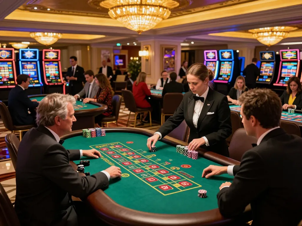 Players engage in thrilling roulette action at an upscale casino, showcasing sunwin gambling excitement.