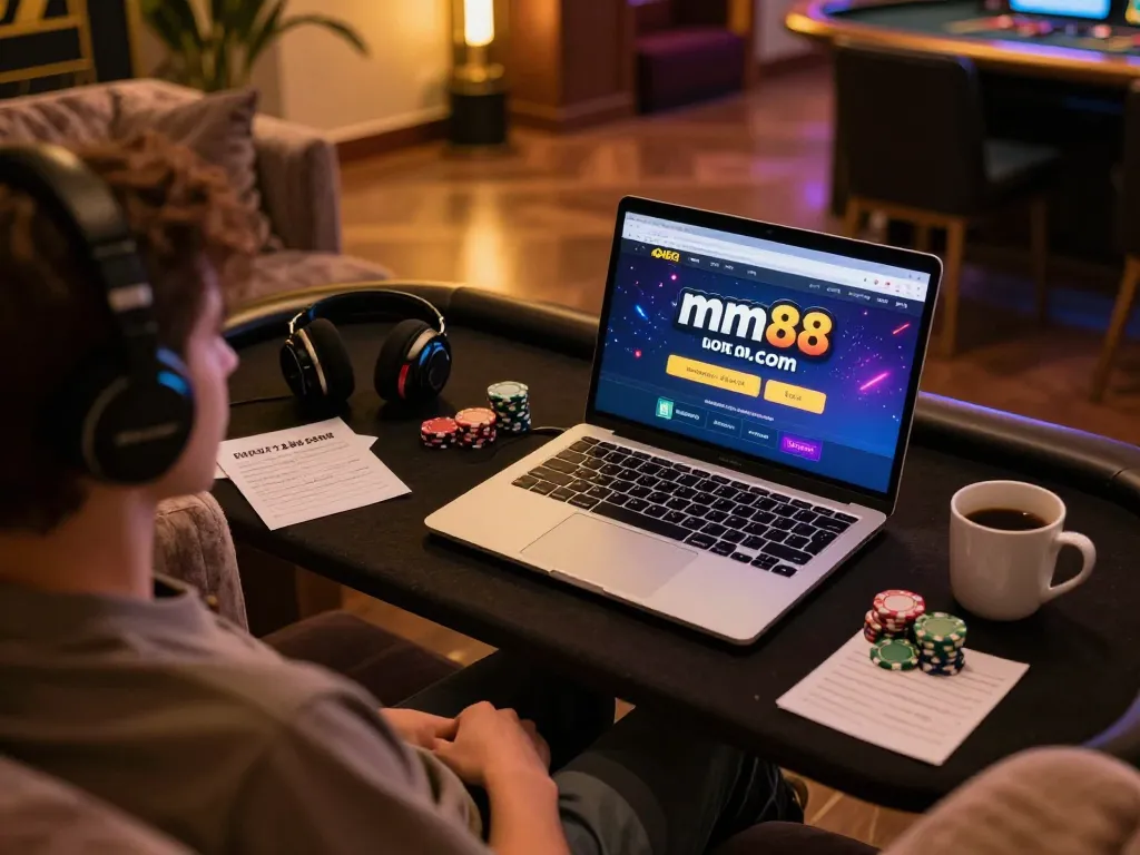 Experience exciting gameplay on mm88 com with a cozy online gaming setup showcasing strategic notes and a vibrant atmosphere