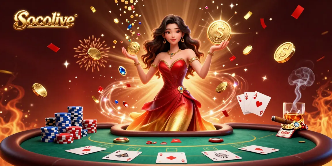 Socolive offers thrilling casino action with radiant coins, poker elements, and a gilded atmosphere.