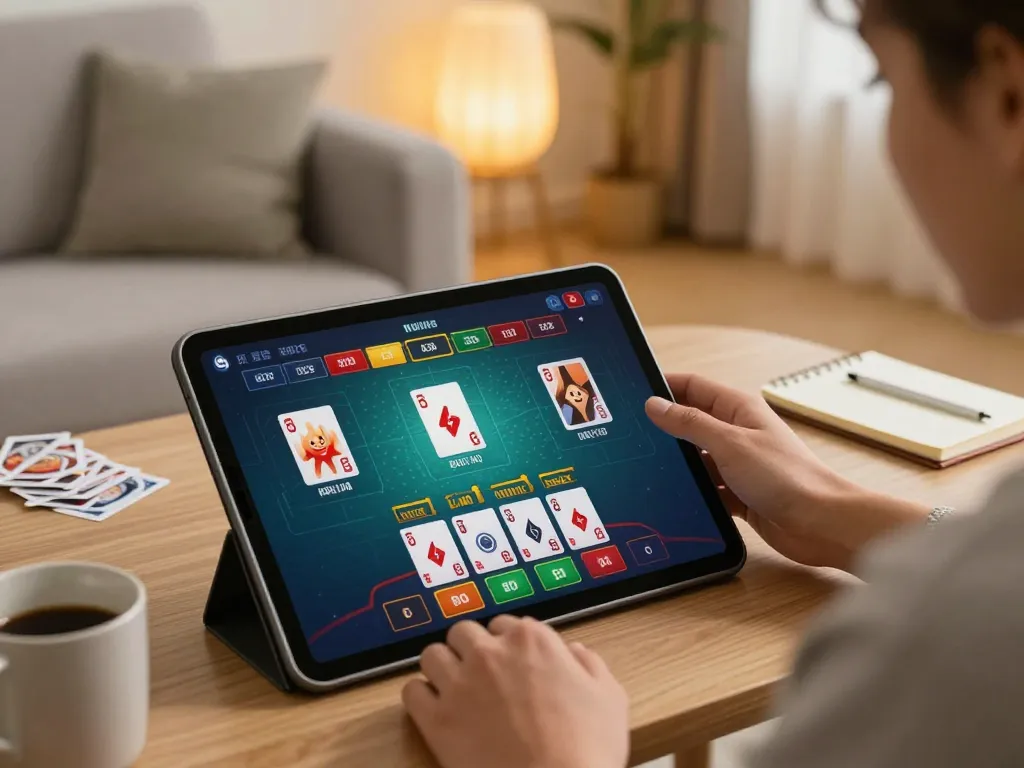 Play at cm88 online casino with a live dealer game on a tablet, showcasing an engaging interface.