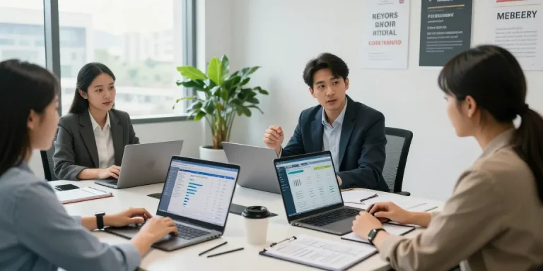Web Berater, der in einem professionellen Arbeitsumfeld Expertenberatungstrategien bietet