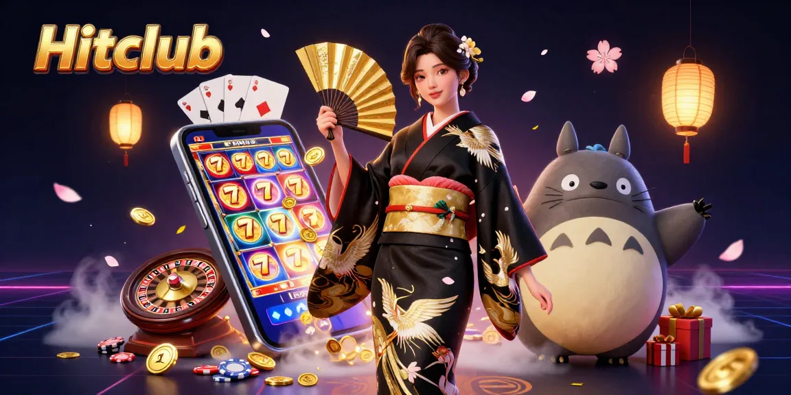 Experience immersive gaming at Hitclub with colorful slots, golden coins, and dynamic 3D characters.