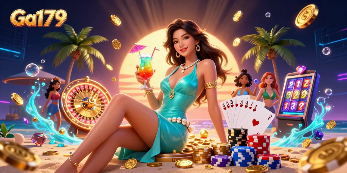 Engage with Ga179's exciting casino games while enjoying the vibrant beach atmosphere and glamorous design.