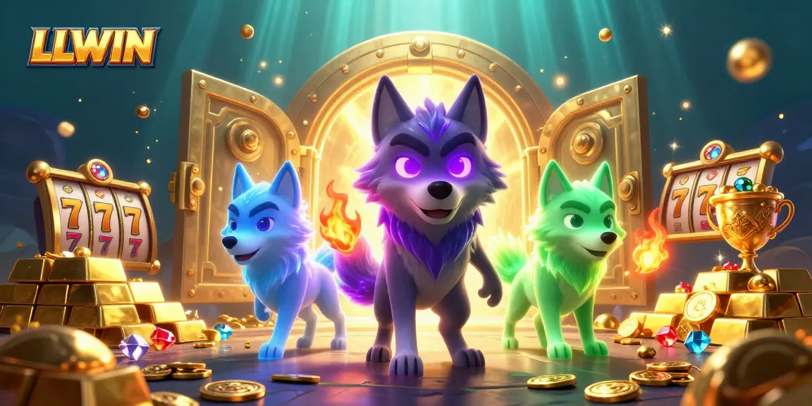 Experience the thrill of LLWIN with dynamic slots and ghostly wolves in a rich, vibrant scene.