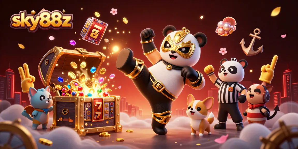 Experience thrilling action in the sky88z casino with panda wrestler and exciting game elements.