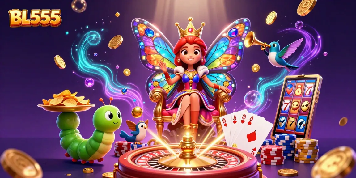 Experience the excitement of BL555 with vibrant casino elements and diverse characters!