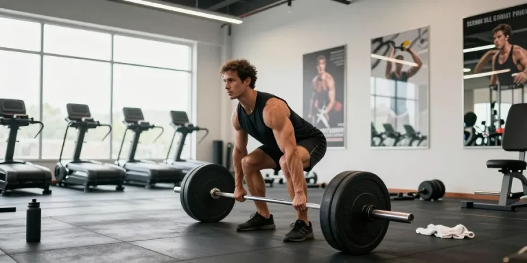 Selliza Shop - Bodybuilder, der im Fitnessstudio mit Gewichten trainiert, hochwertige Produkte und Unterstützung.