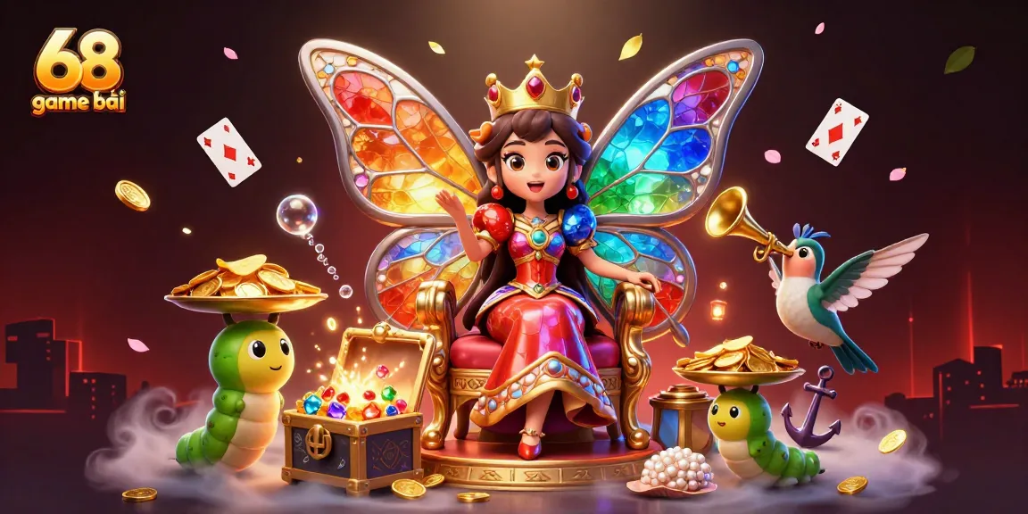 Experience the thrill of 68 game bài with exciting characters, vibrant treasures, and casino elements in a dynamic scene.