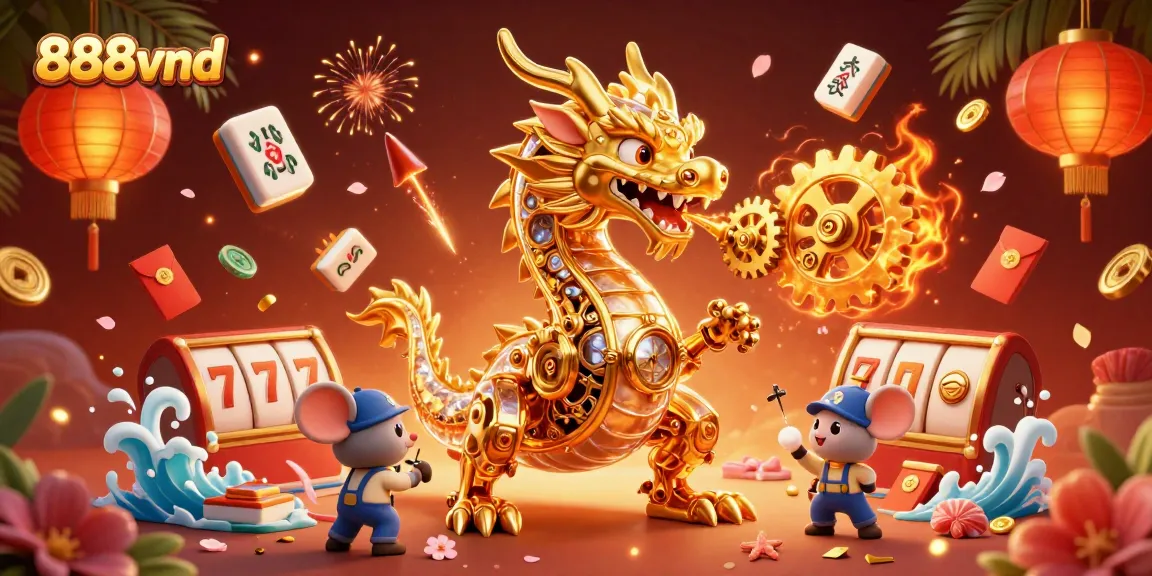 Spin and win at 888vnd with a vibrant display of gold dragon and casino elements for enhanced gameplay.