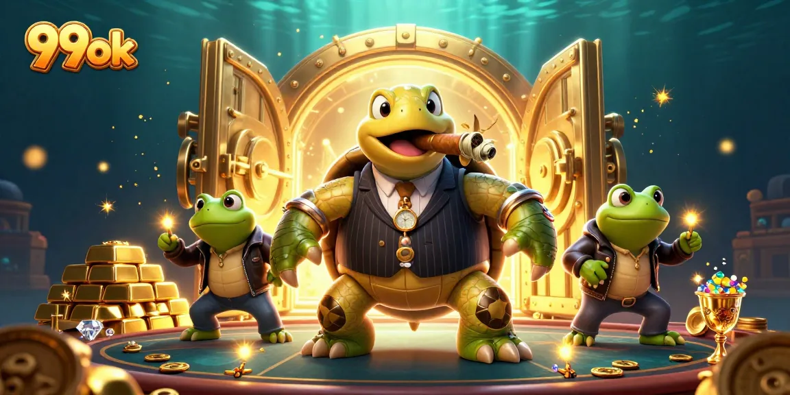 Engage in thrilling games at 99ok with a vibrant casino scene of treasure and excitement.