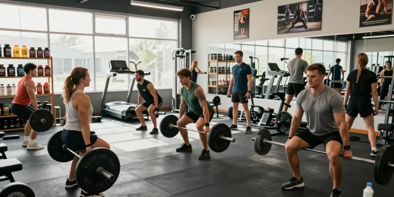 Anabole Steroide im Steroidshop kaufen: Bodybuilder im Fitnessstudio beim Training mit Gewichten und ergänzenden Produkten.