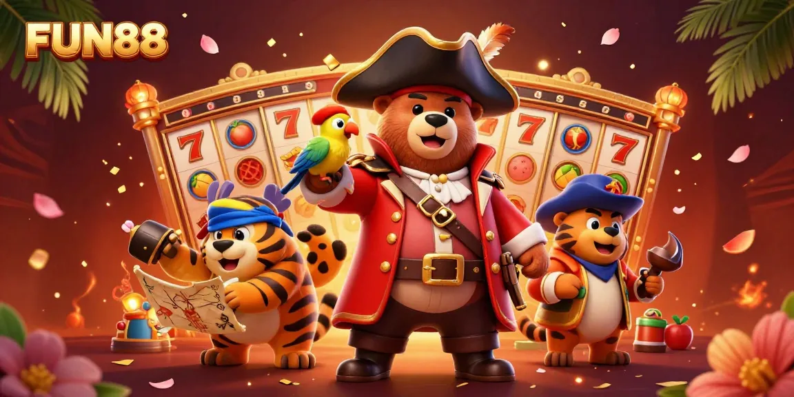 Experience thrilling gameplay with FUN88's vibrant casino scene featuring dynamic slot elements.
