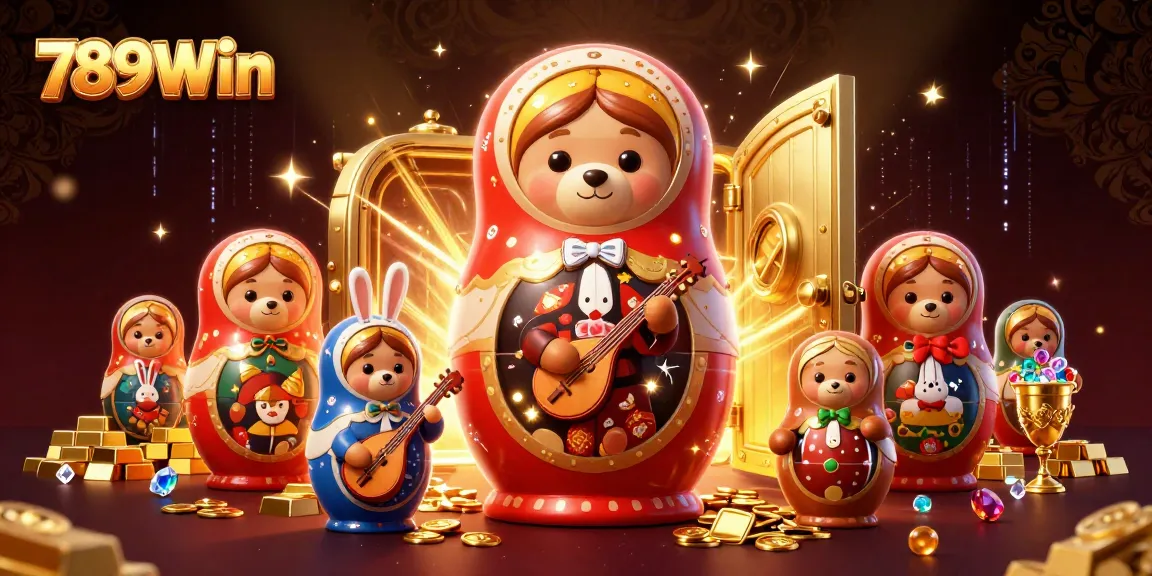 Engage with 789Win as cartoon bears illustrate epic casino thrills and treasures.