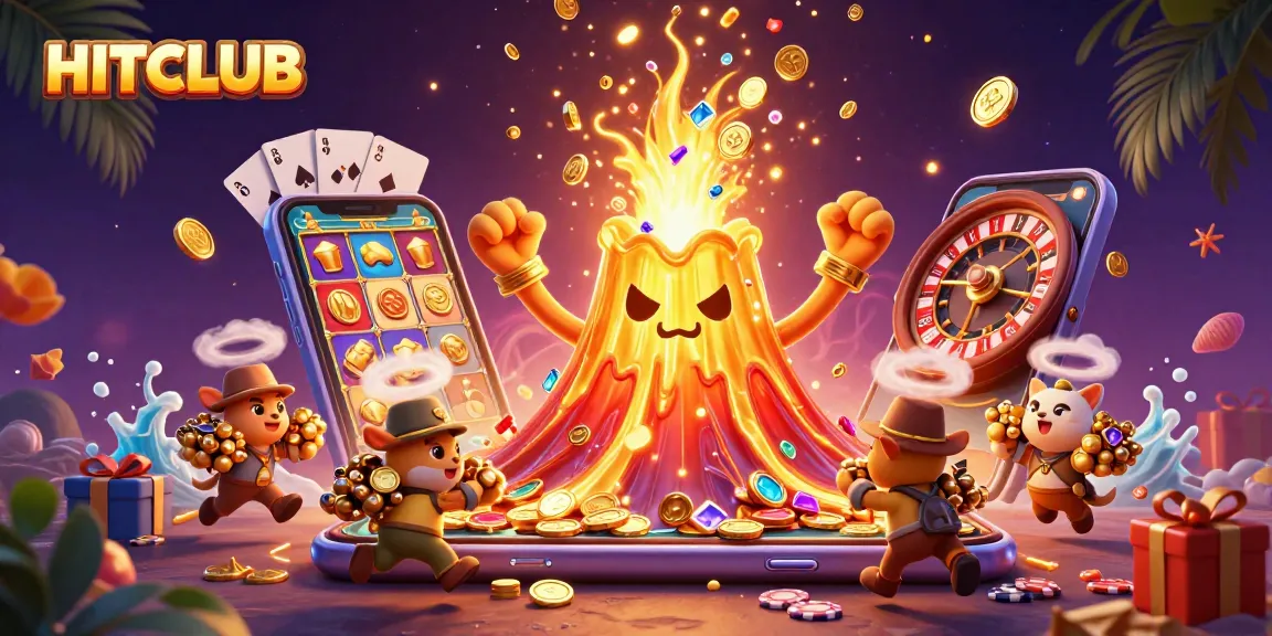 Spin the reels and win at HITCLUB with this dynamic slot game illustration!