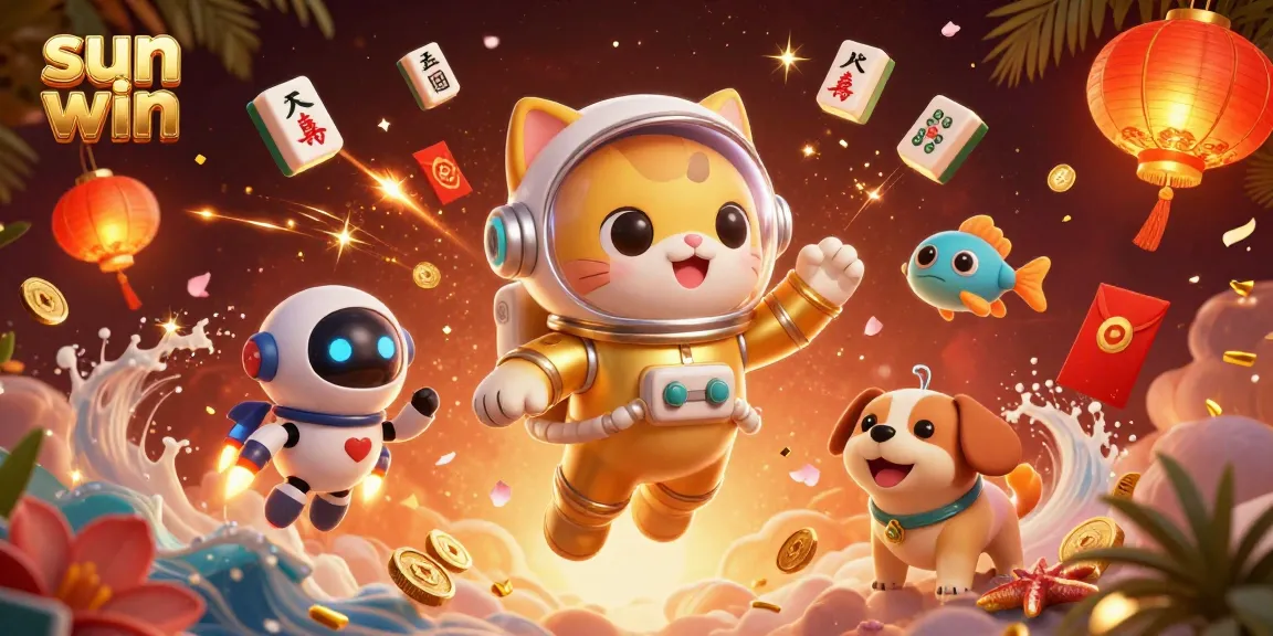 Experience the thrill of sun win gaming with vibrant casino elements and characters in a dynamic 3D scene.