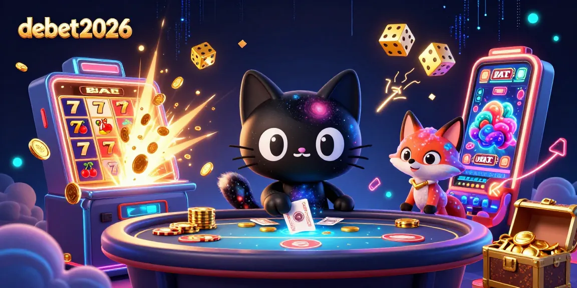 Experience the vibrant casino action with debet2026 featuring a cosmic cat and fox amid jackpot-winning excitement.