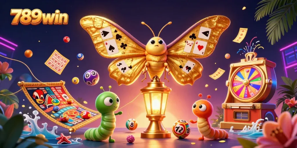 Engage in thrilling gaming scenes with 789win’s vibrant lottery balls and golden elements.