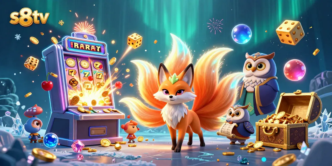 Engage with the exciting world of s8 tv, featuring a vibrant casino scene with winning symbols and characters.