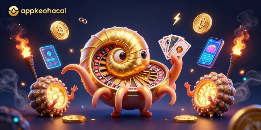 Engage in immersive gameplay with appkeonhacai through the vibrant 3D casino scene.