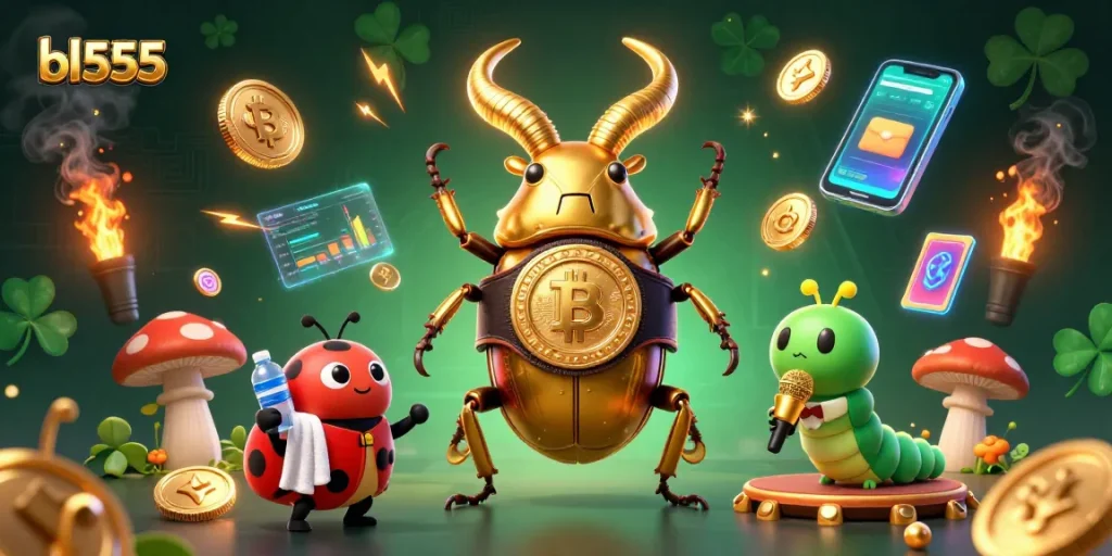 Engage with bl555's thrilling casino excitement while witnessing a giant beetle in a boxing ring!