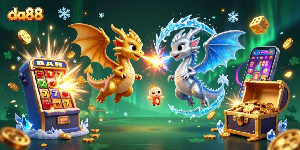 Experience the thrill of da88's dynamic online casino games with vibrant dragons and jackpot excitement.