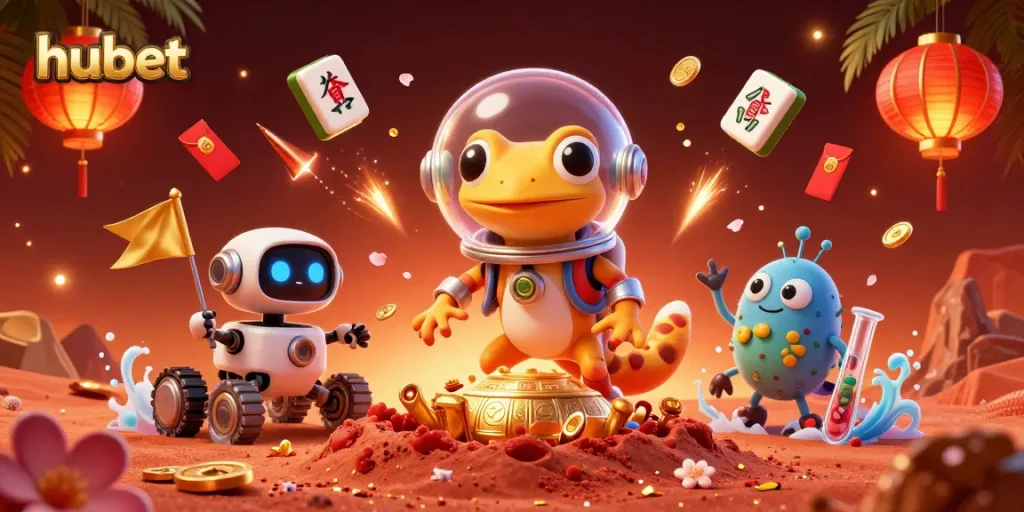 Experience winning with hubet's vibrant 3D casino scene featuring excitement and dynamic gameplay.