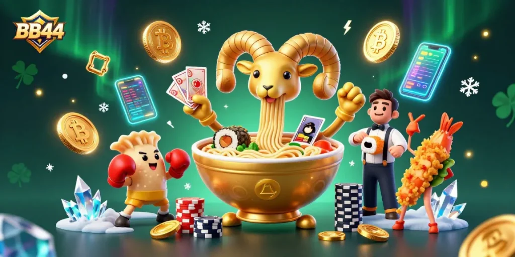 Engage with the vibrant BB44 casino scene featuring unique characters and exciting gaming elements.